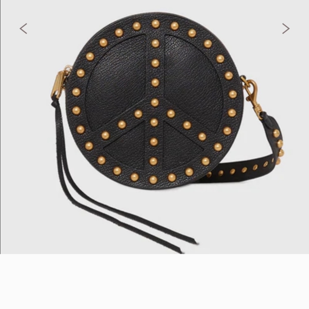 [NEW] Rebecca Minkoff Black and Gold Peace Sign Crossbody Bag NWOT